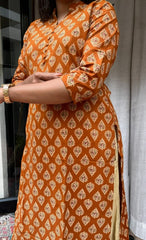 Rutvi Yellow Cotton Straight Kurta