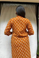 Rutvi Yellow Cotton Straight Kurta