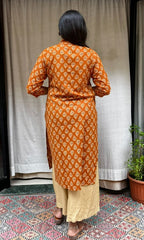 Rutvi Yellow Cotton Straight Kurta