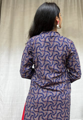 Rutvi Blue Cotton Straight Kurta