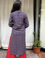 Rutvi Blue Cotton Straight Kurta