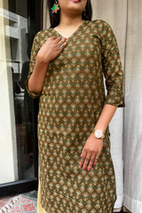 Radha Green Cotton Straight Kurta