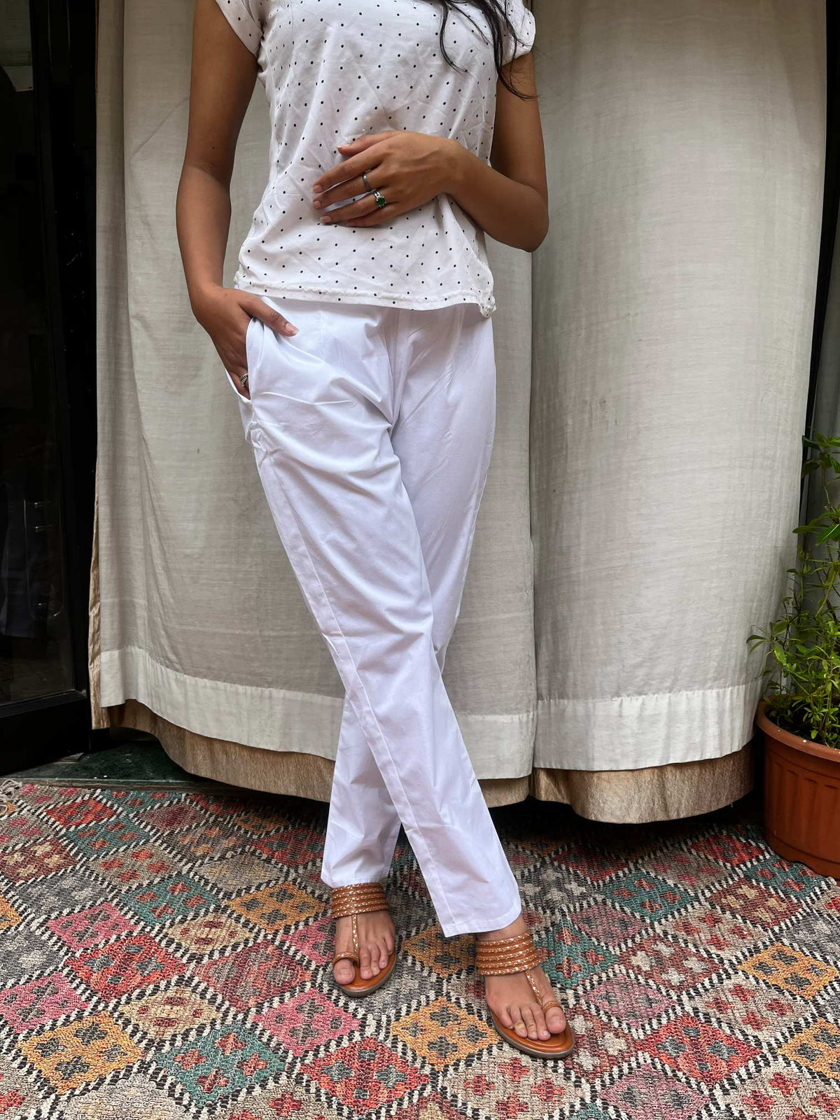 Kesha White Cotton Pant