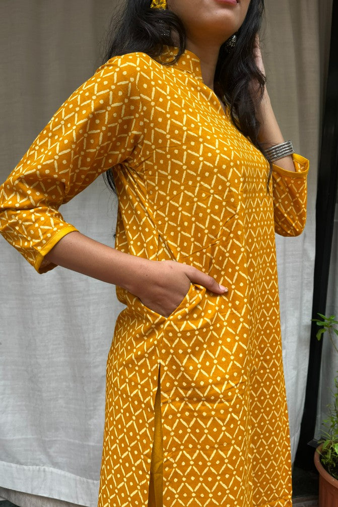 Charvi Yellow Cotton Coord Set