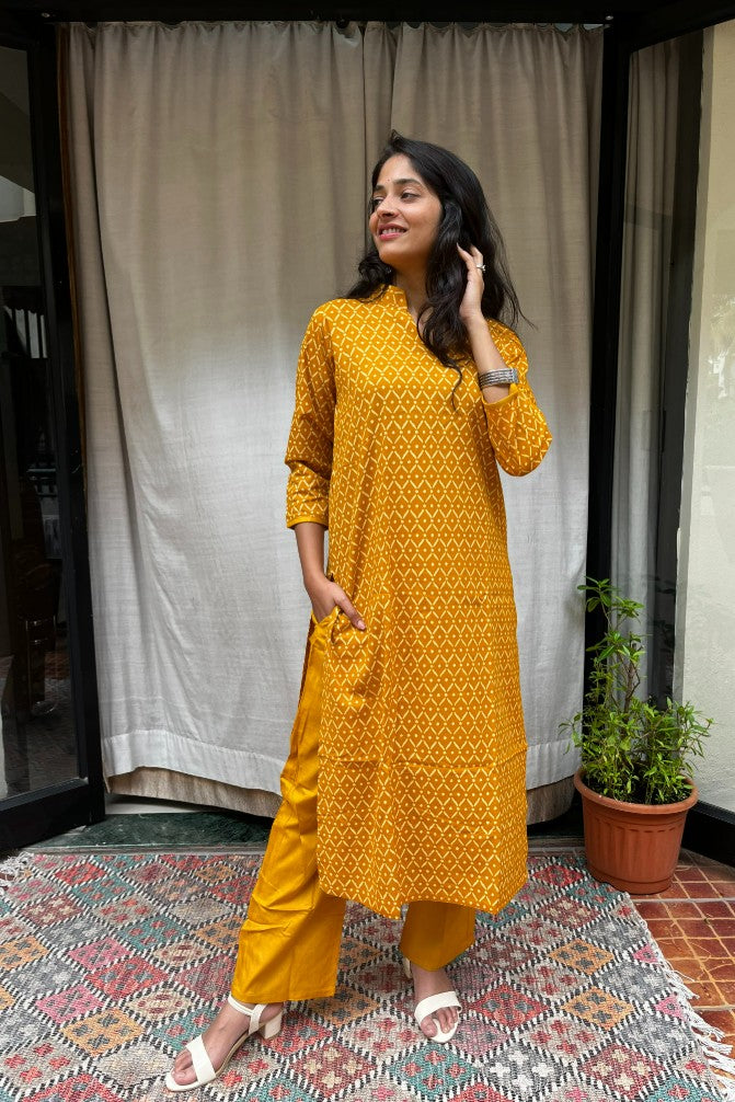 Charvi Yellow Cotton Coord Set