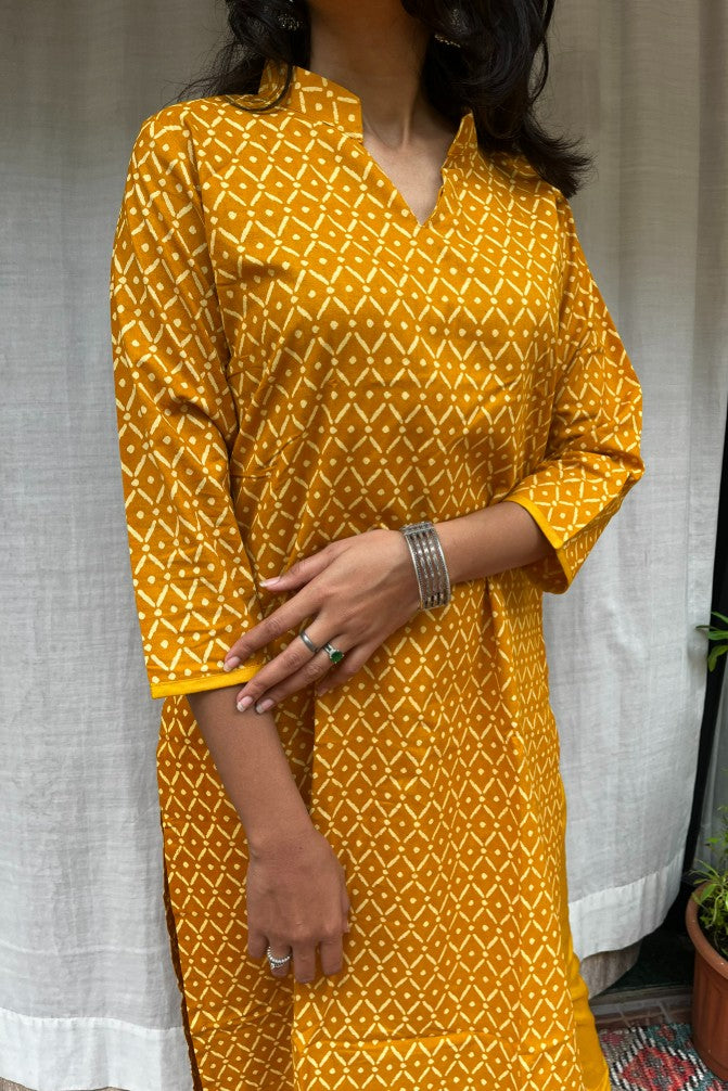 Charvi Yellow Cotton Coord Set