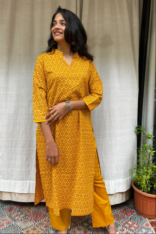 Charvi Yellow Cotton Coord Set