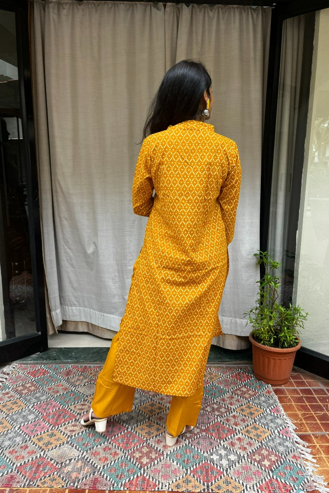 Charvi Yellow Cotton Coord Set
