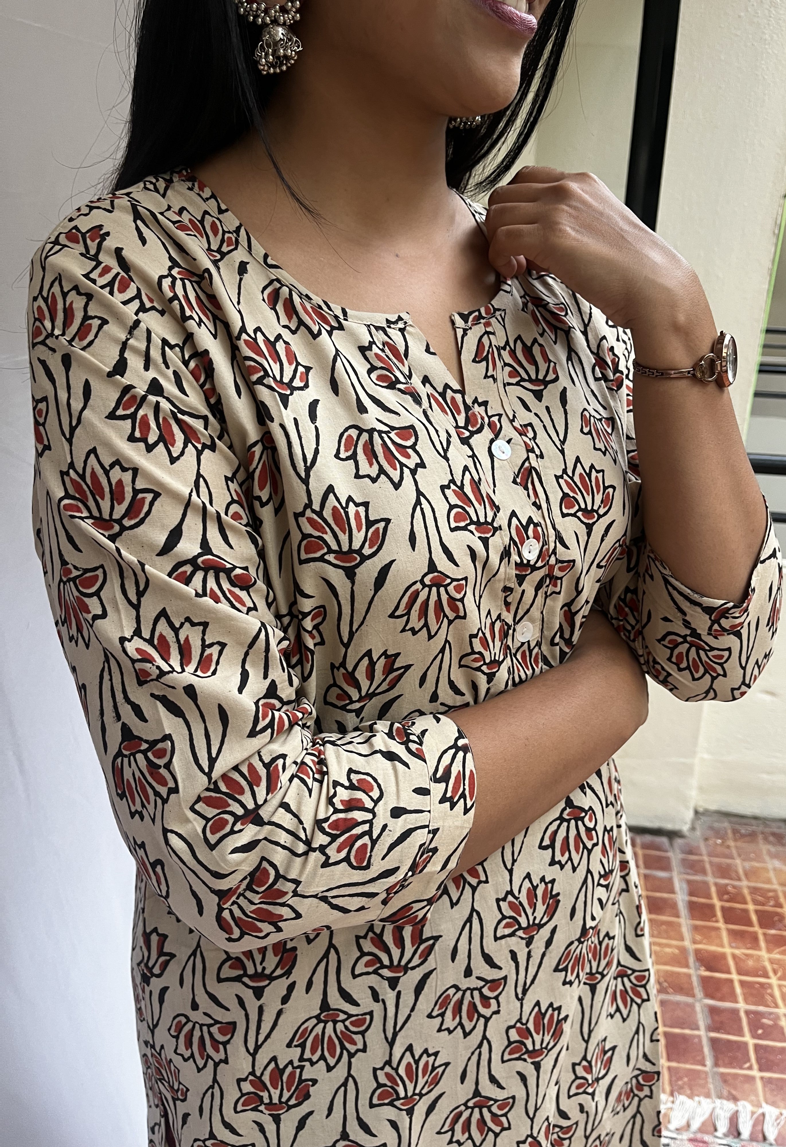 Trisha Maroon Cotton Straight Kurta