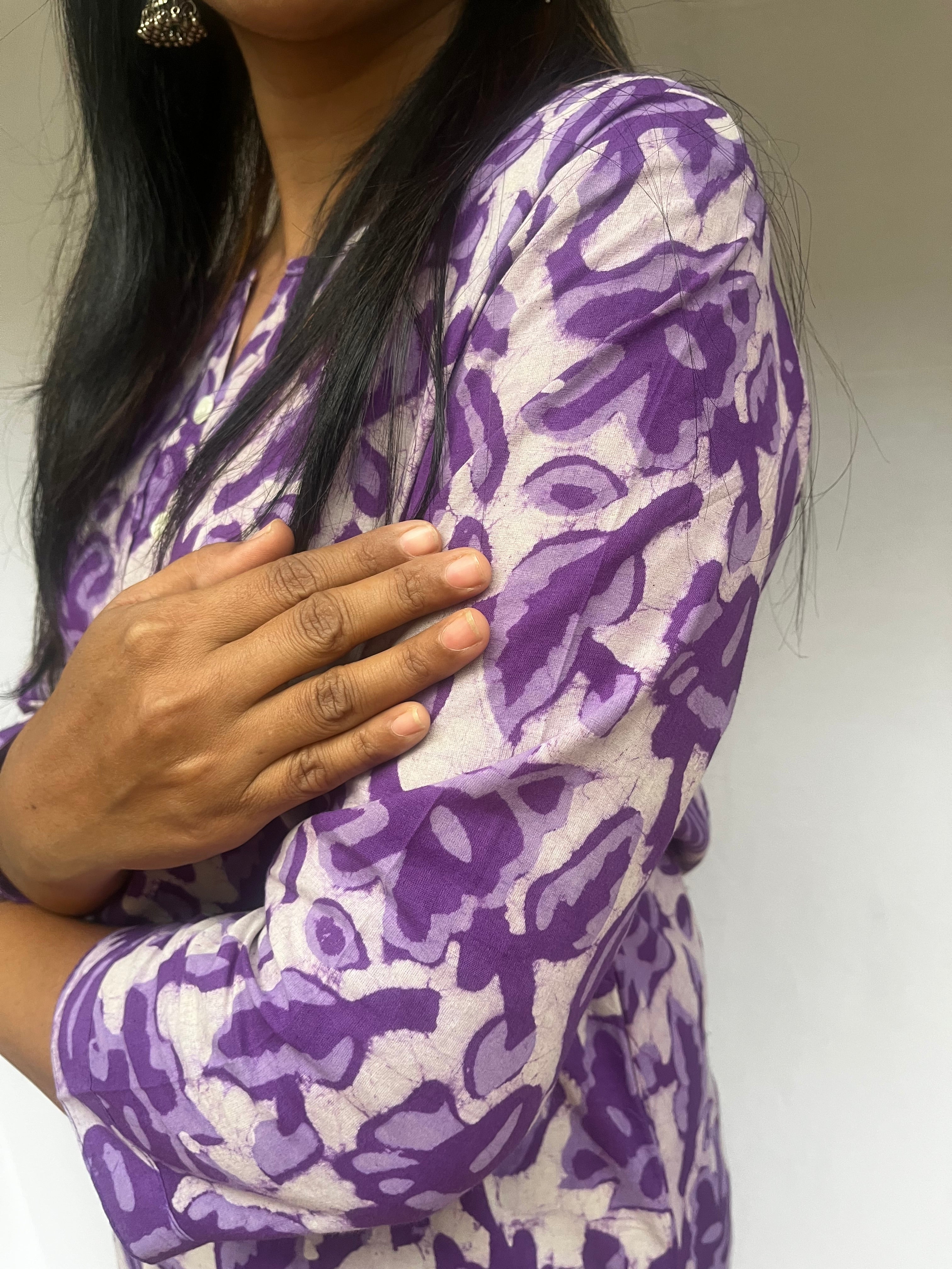 Trisha Purple Cotton Straight Kurta