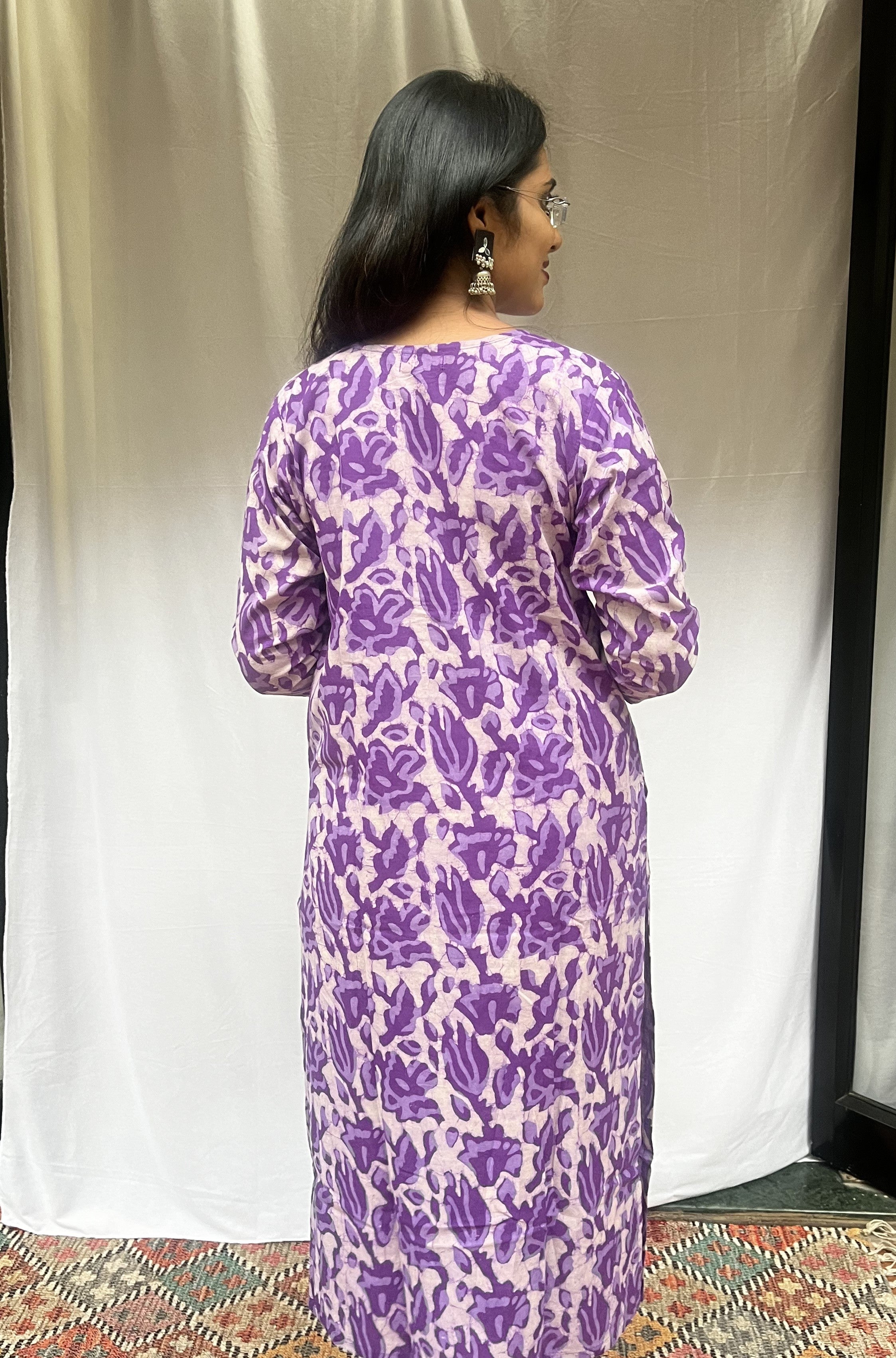 Trisha Purple Cotton Straight Kurta