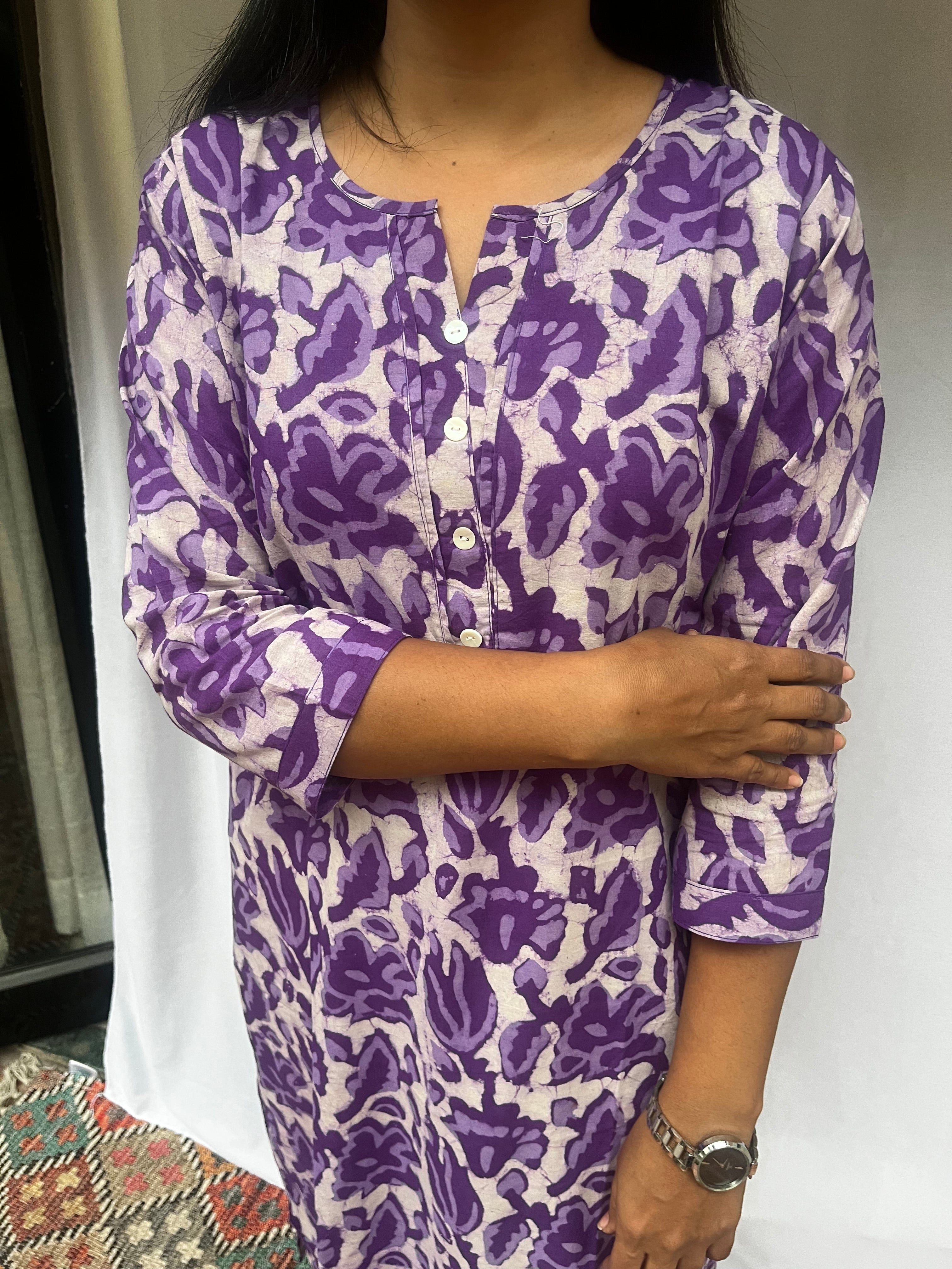 Trisha Purple Cotton Straight Kurta