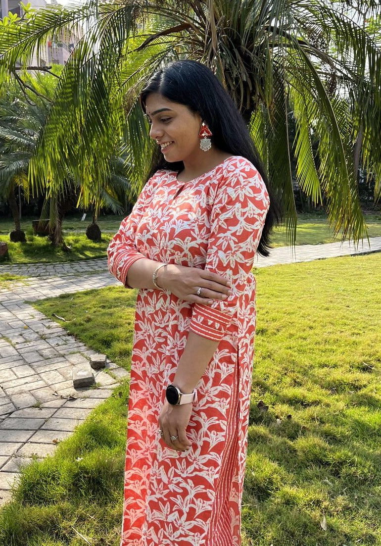 Veda Orange Cotton Coord Set