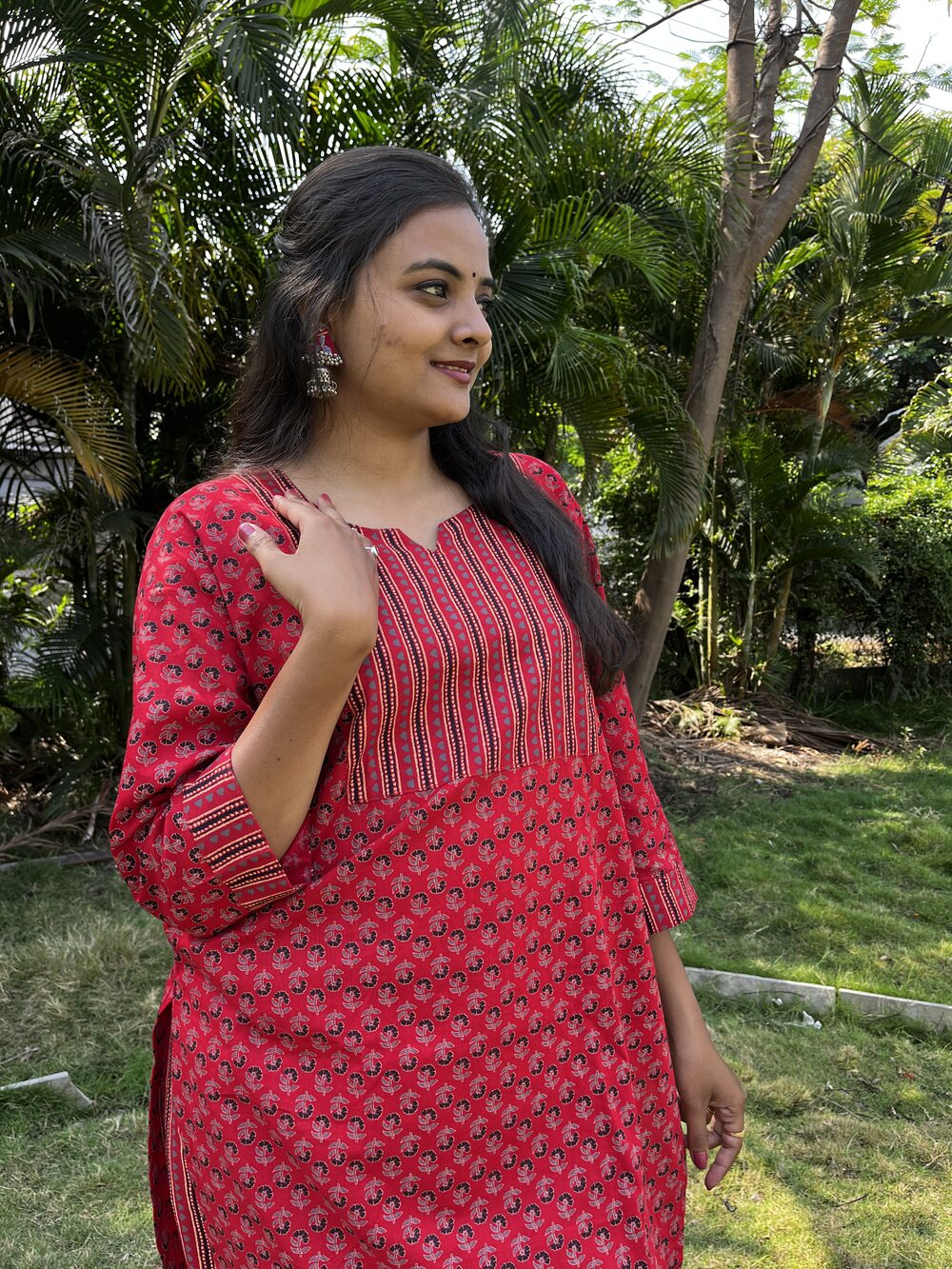 Geet Red Cotton Coord Set