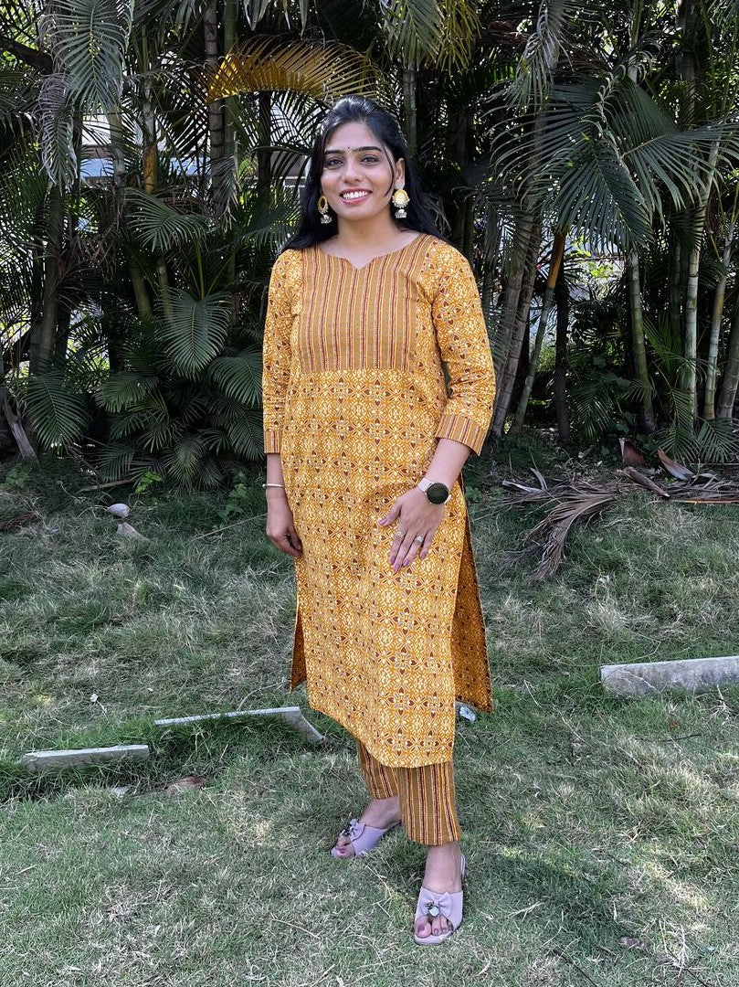 Geet Yellow Cotton Coord Set