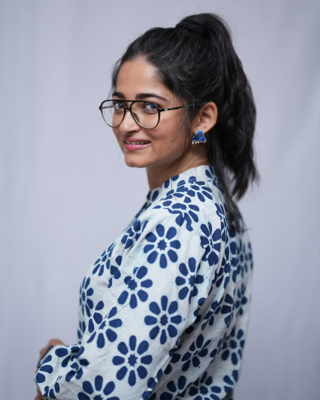 dabu indigo cotton short top    