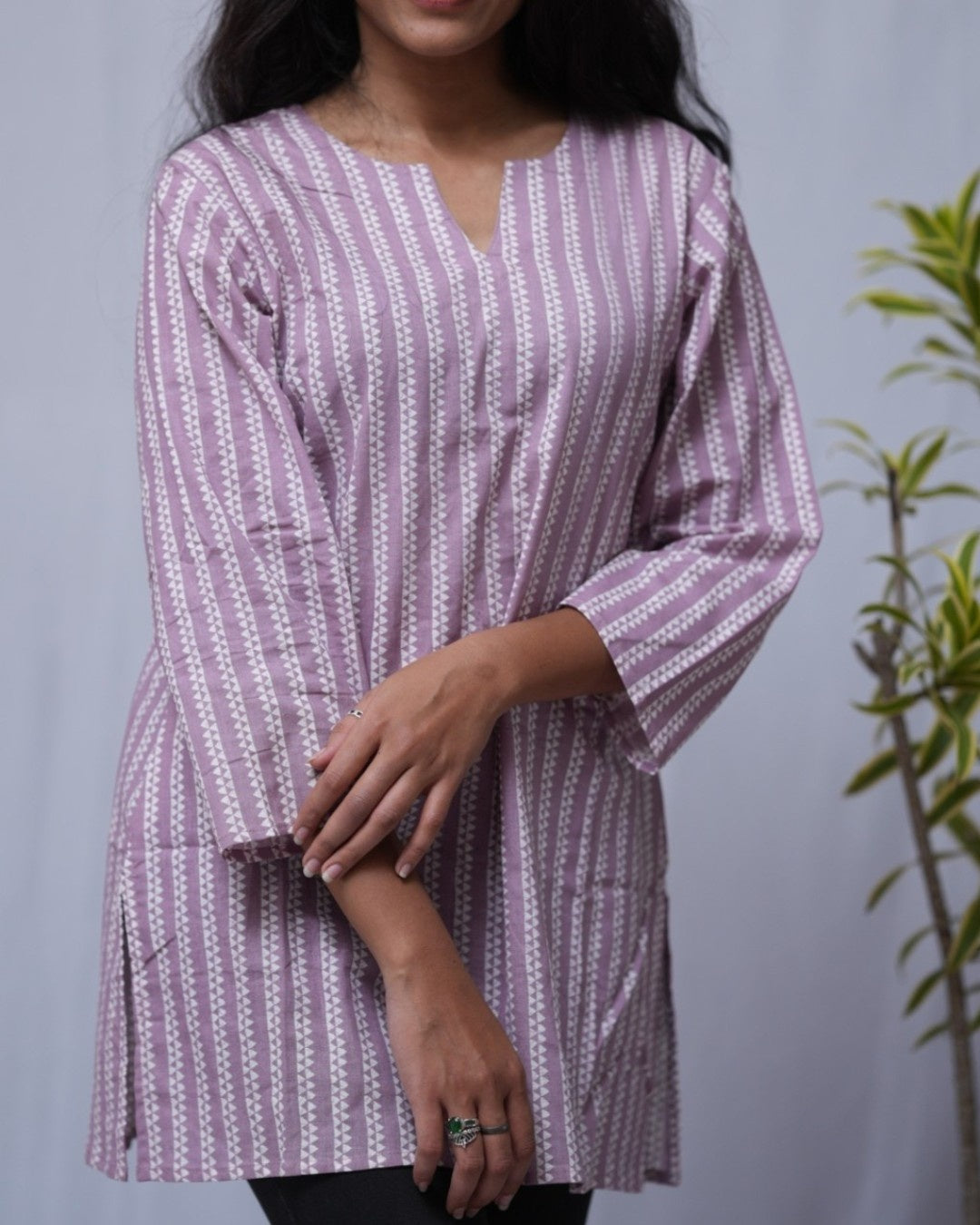 purple cotton straight short top    