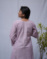 Priti Purple Cotton Straight Short Top Kurti