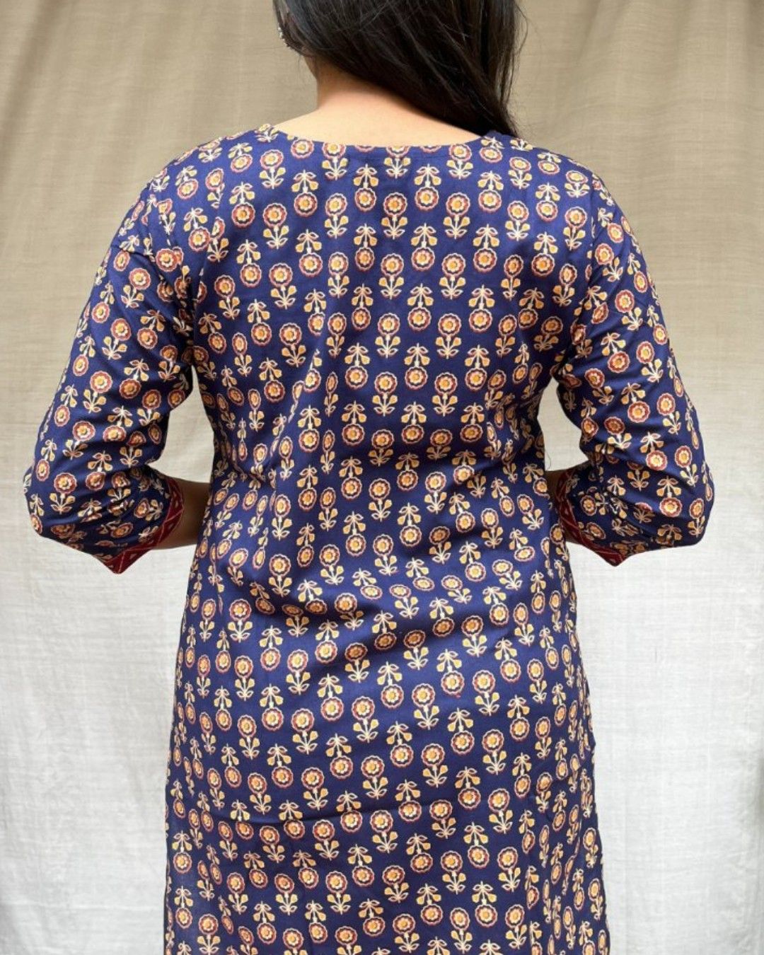 blue cotton straight kurta     