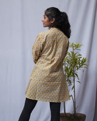 sanganeri cotton yellow a line top   