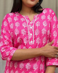 Radha Pink Cotton Straight Kurta