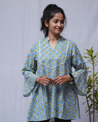 Tara Sanganeri Cotton Blue Short Top