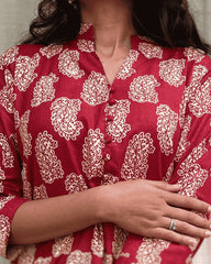 Rutvi Maroon Cotton Straight Kurta