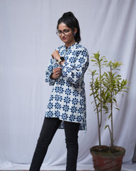 Aditi Dabu Indigo Cotton Short Top Kurti