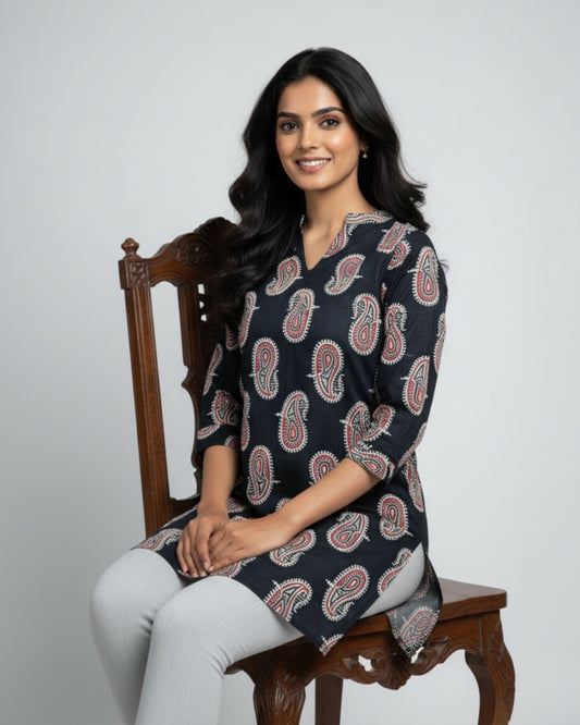 black cotton short top kurti    