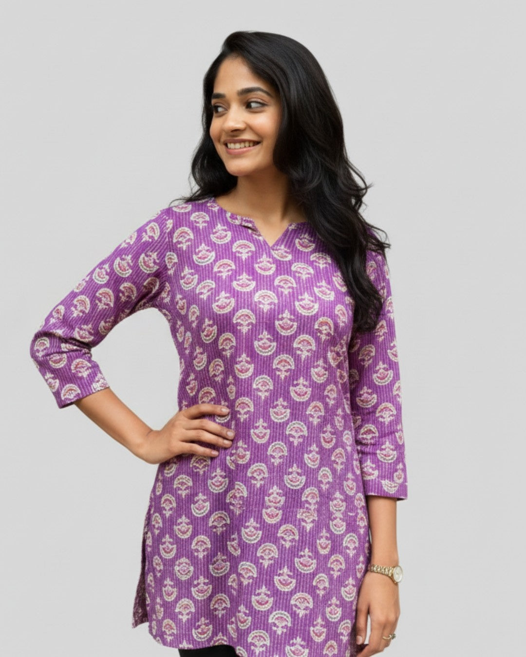 purple cotton short top kurti    