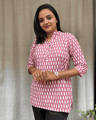 Sakti Pink Cotton Short Top Kurti