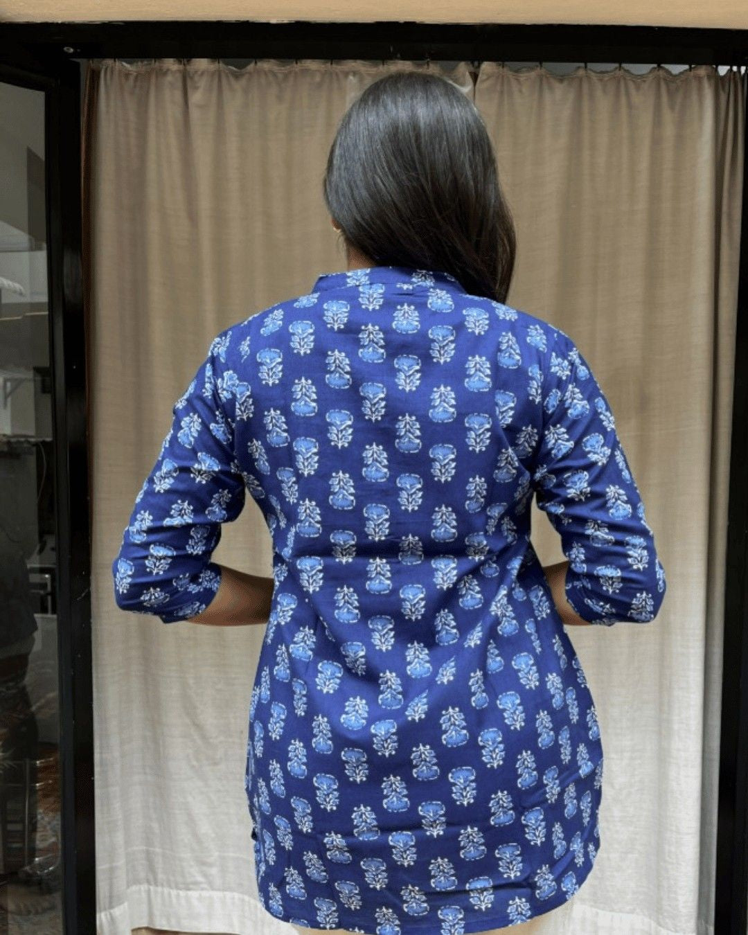 blue cotton short top kurti    