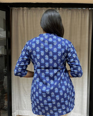 Sakti Blue Cotton Short Top Kurti