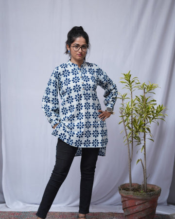 dabu indigo cotton short top    