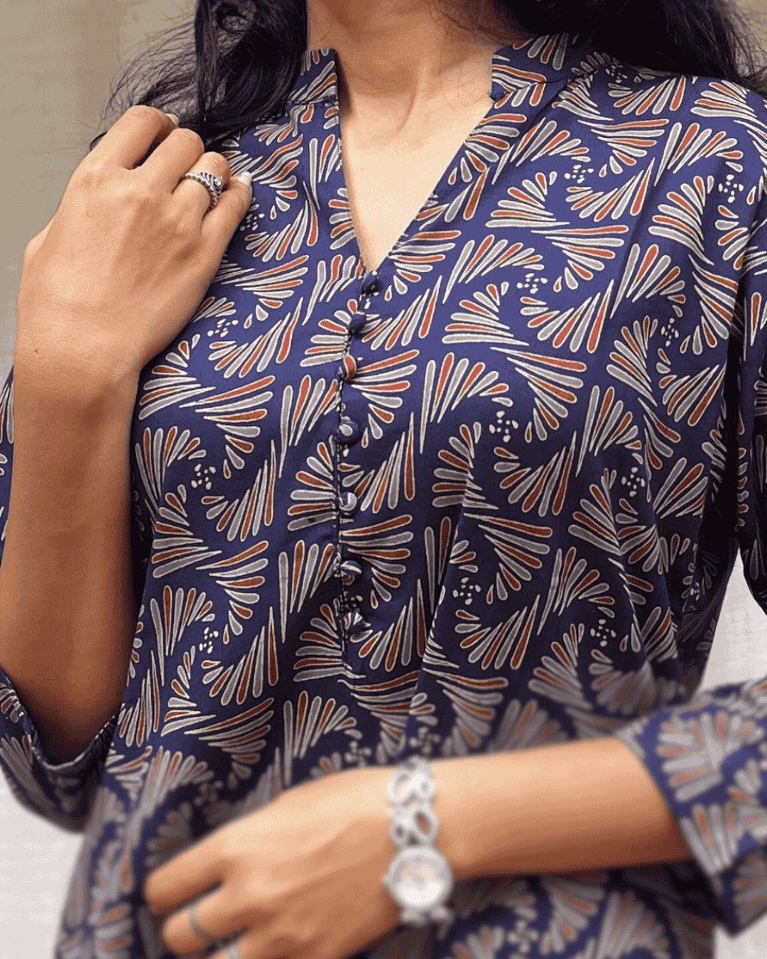 blue cotton straight kurta     