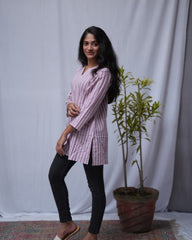 Priti Purple Cotton Straight Short Top Kurti