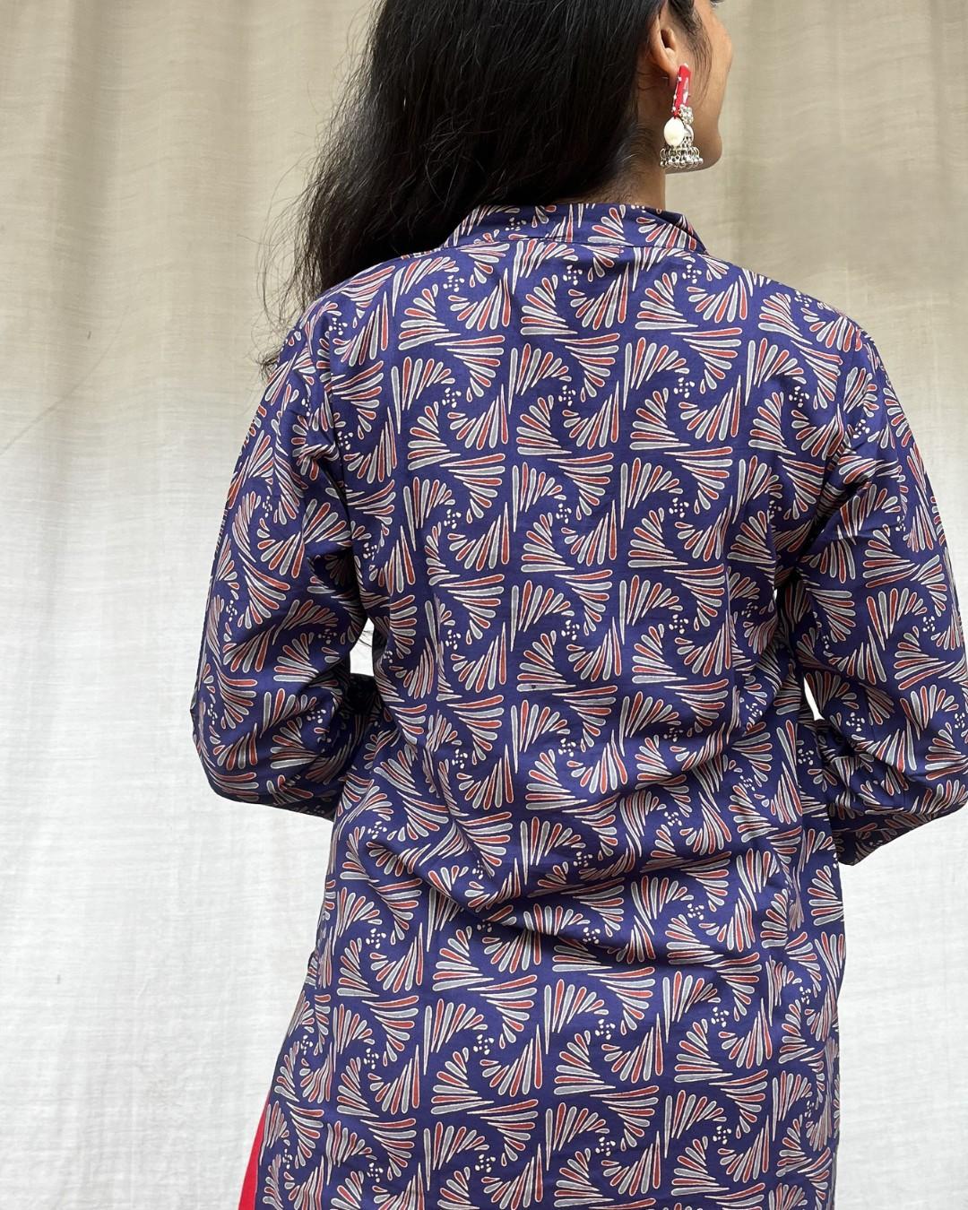 blue cotton straight kurta     