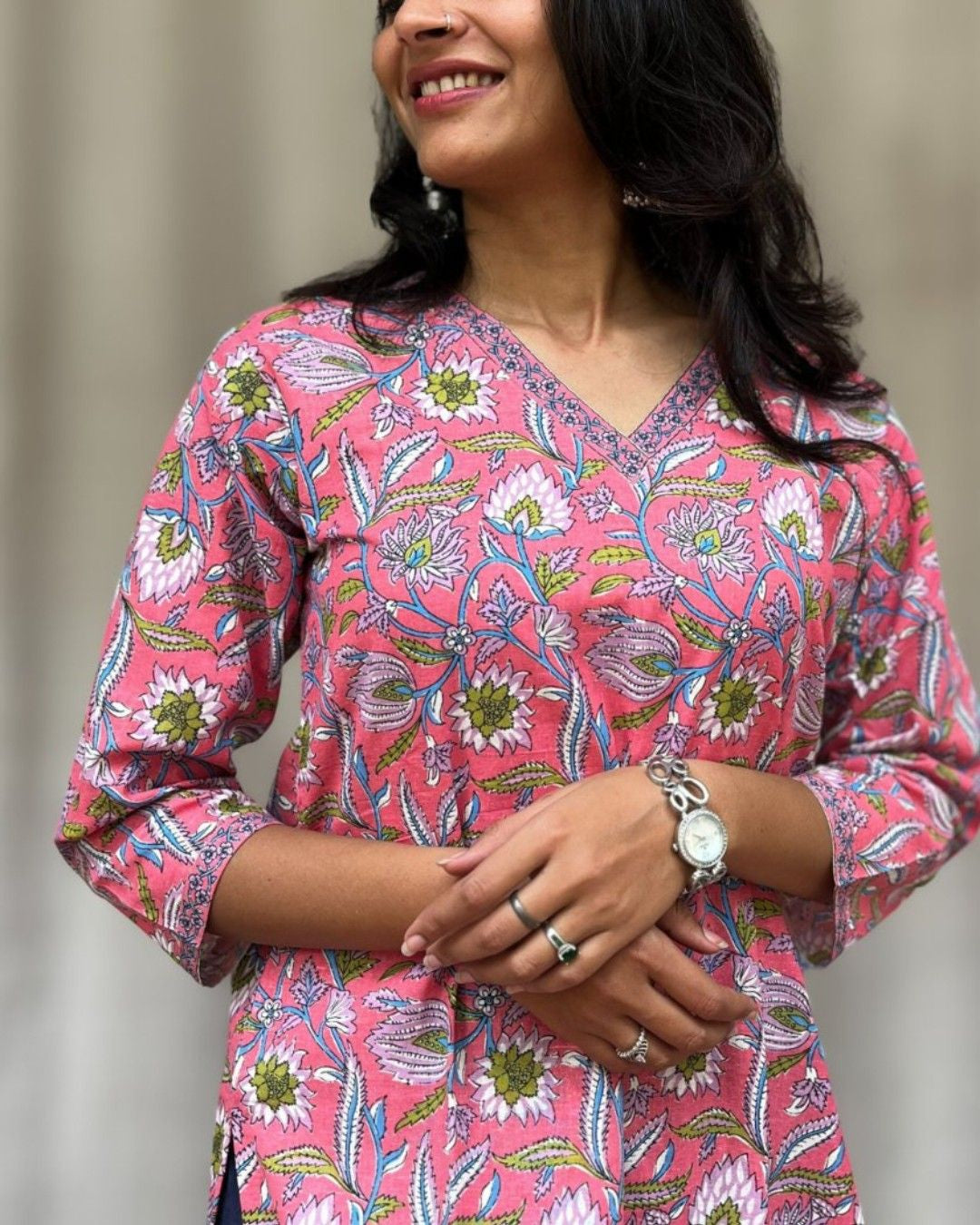 pink cotton straight kurta     
