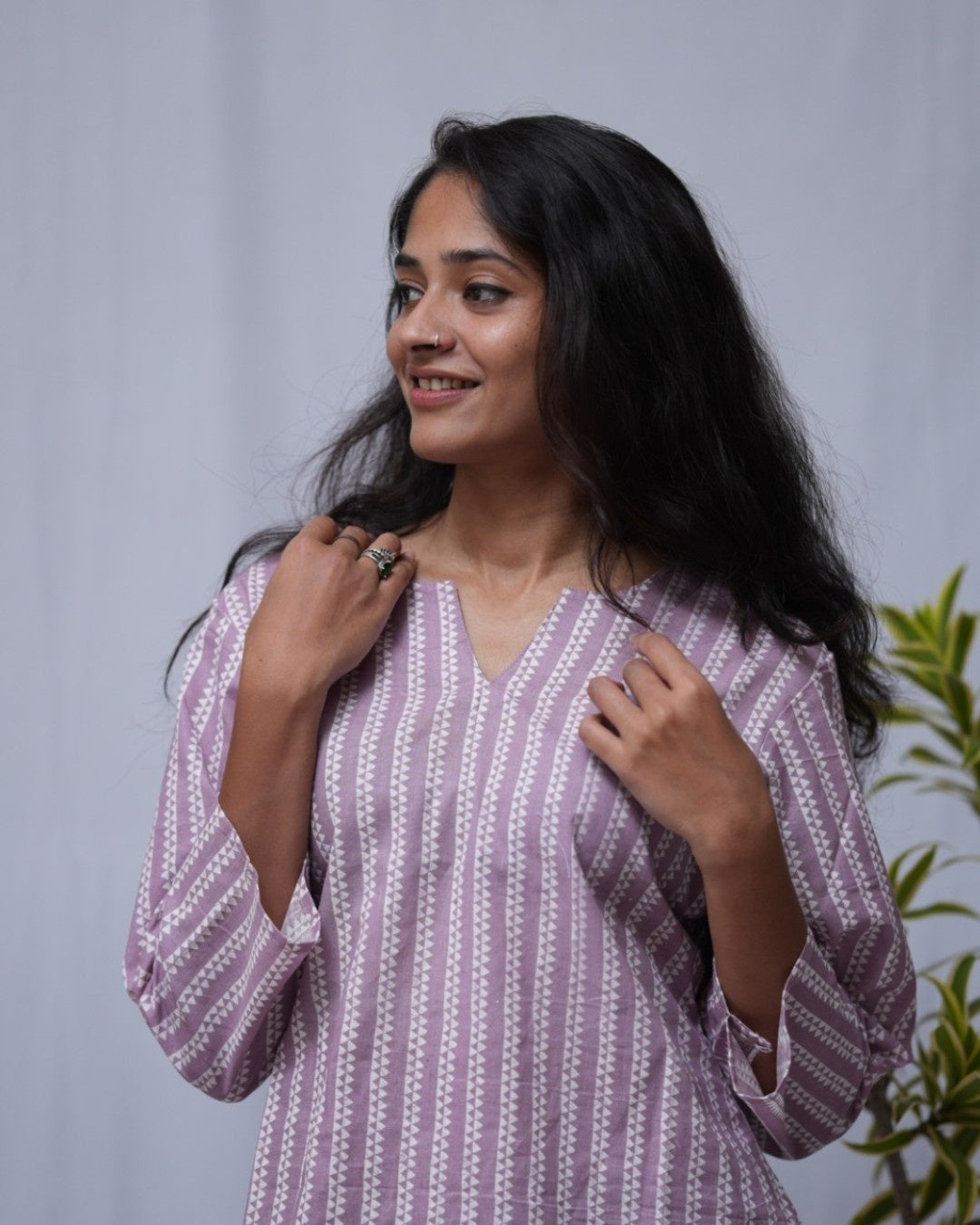 purple cotton straight short top    