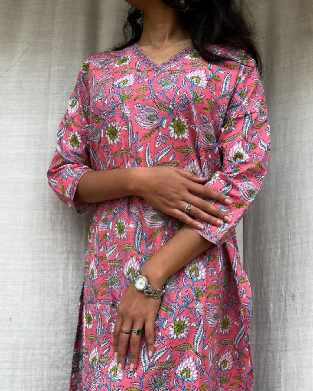 pink cotton straight kurta     