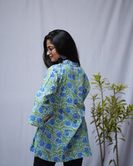 Archi Bagru Cotton Blue A-line Short Top