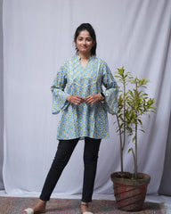 Tara Sanganeri Cotton Blue Short Top