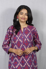 Juhi Purple Ikkat Cotton Straight Kurta– elegant ethnic wear for women, available for online shopping