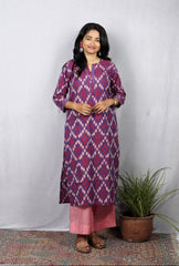 Juhi Purple Ikkat Cotton Straight Kurta