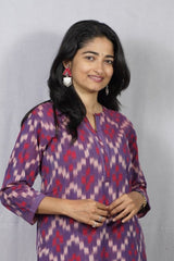 Juhi Purple Ikkat Cotton Straight Kurta– elegant ethnic wear for women, available for online shopping