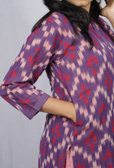 Juhi Purple Ikkat Cotton Straight Kurta– elegant ethnic wear for women, available for online shopping