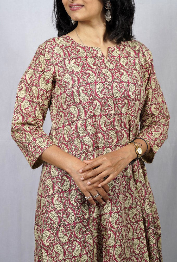 Rishvi Pink Cotton Kali Kurta elegant ethnic wear for women, available for online shopping