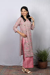 Samaira Pink Cotton Straight Kurta