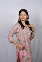 Samaira Pink Cotton Straight Kurta