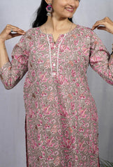Samaira Pink Cotton Straight Kurta